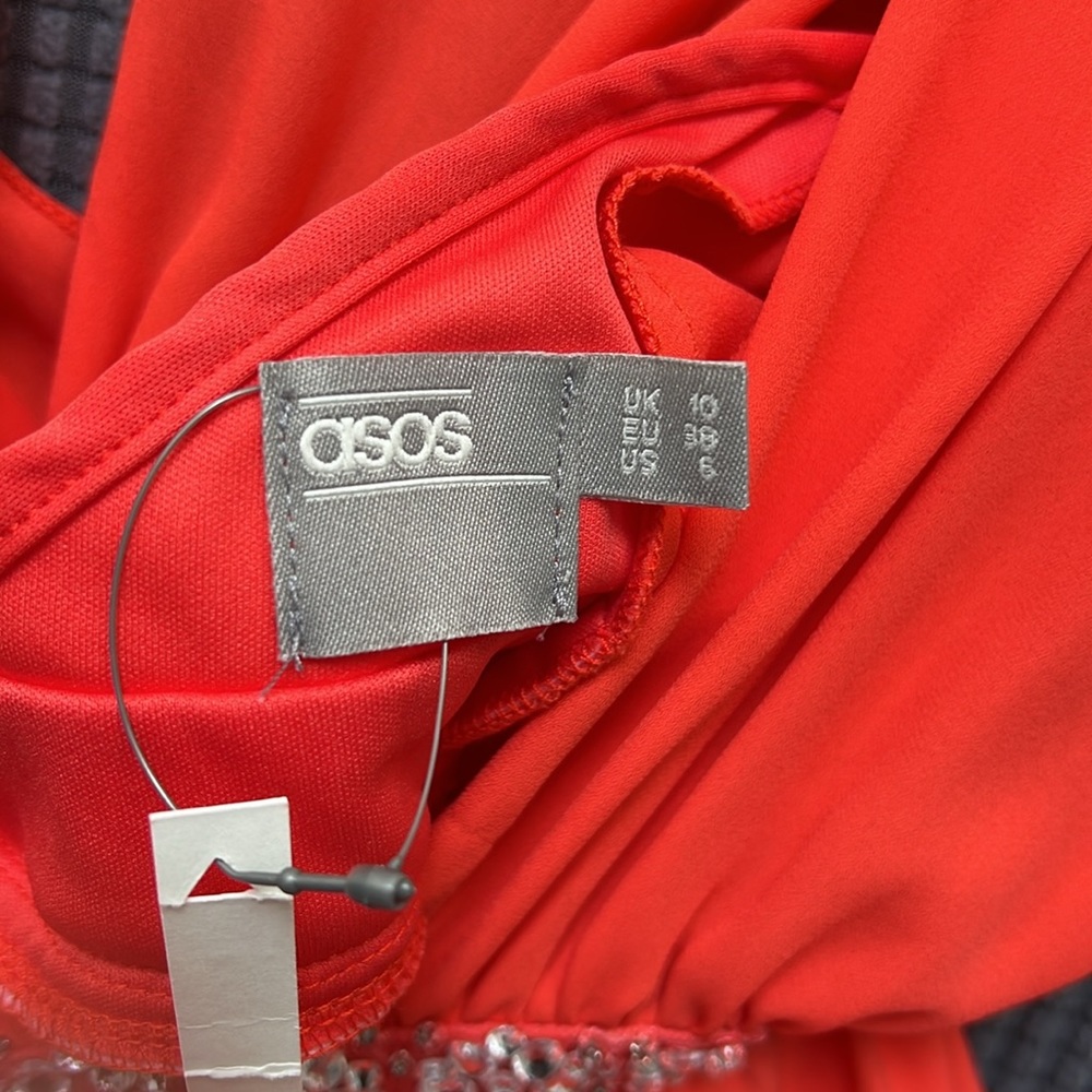 ASOS Bright Red Maxi Dress with Embellished Waist - Picture 9 of 16